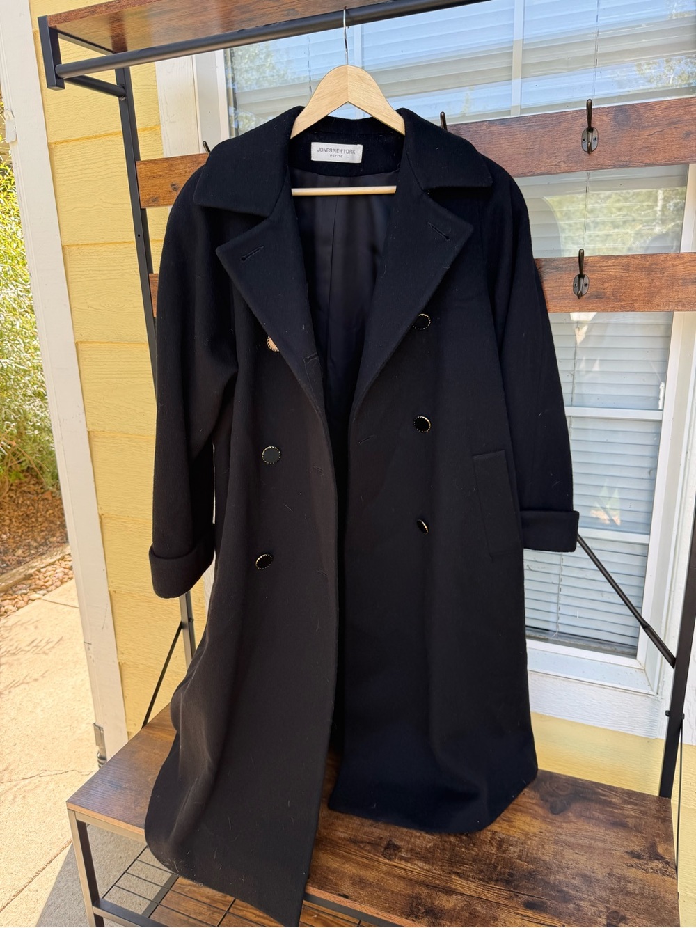 Jones New York Black Double-Breasted Pea Coat